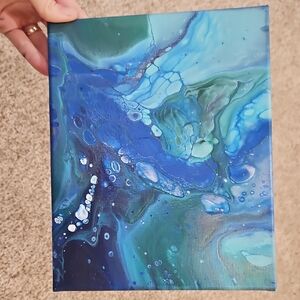 Abstract Blue and Green Canvas Art